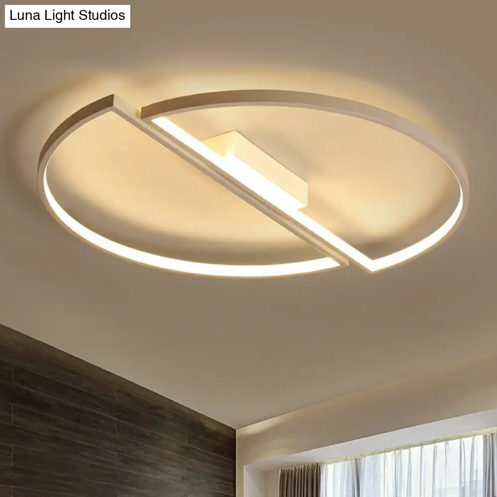 Minimalistic Black And White Led Semi - Circle Flush Mount Ceiling Light With Aluminum Finish