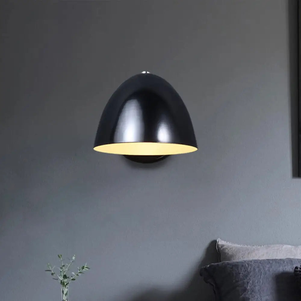 Minimalistic Black Angled Bell Mini Wall Lamp - Metal 1-Bulb Bedroom Sconce