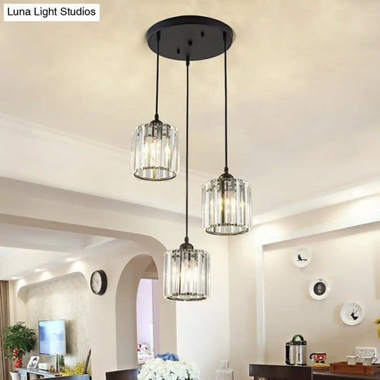 Sleek Black Geometric Prismatic Crystal Ceiling Light For Staircases - Multi-Suspension Lighting 3 /