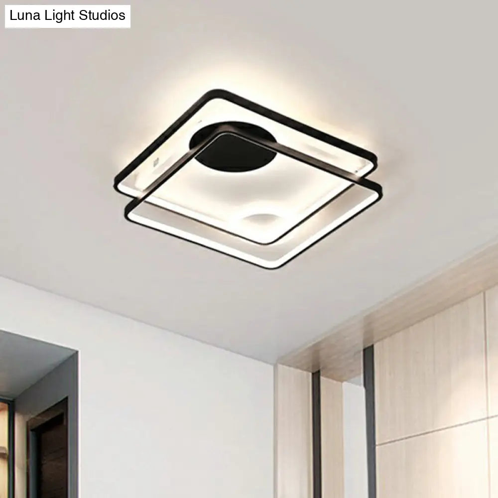 Minimalistic Black Led Acrylic Parallelogram Ceiling Light For Bedroom Semi Flush Mount