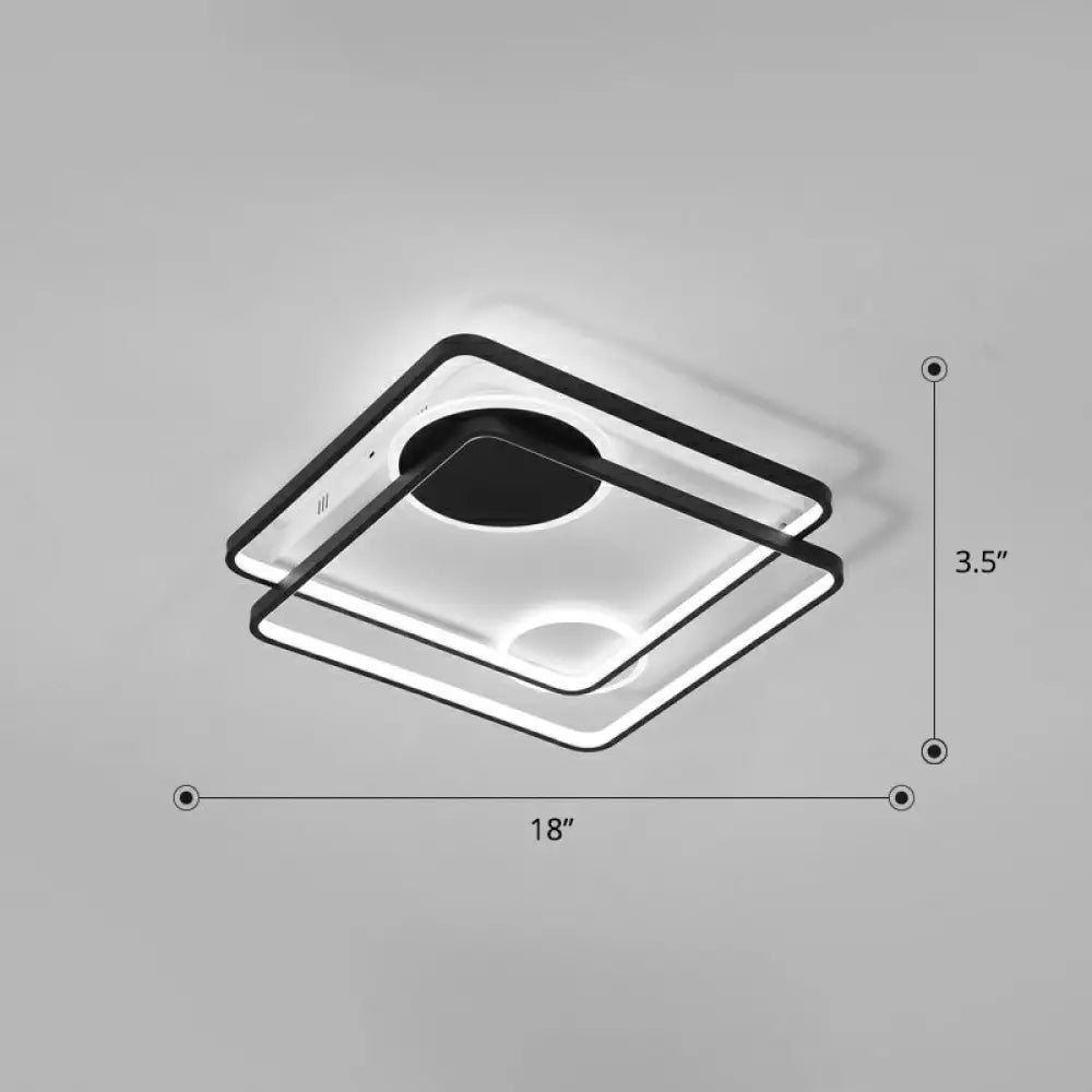 Minimalistic Black Led Acrylic Parallelogram Ceiling Light For Bedroom Semi Flush Mount / 18’