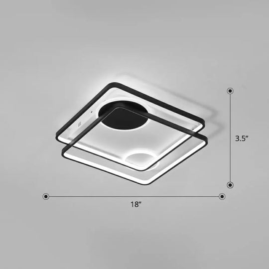 Minimalistic Black Led Acrylic Parallelogram Ceiling Light For Bedroom Semi Flush Mount / 18’