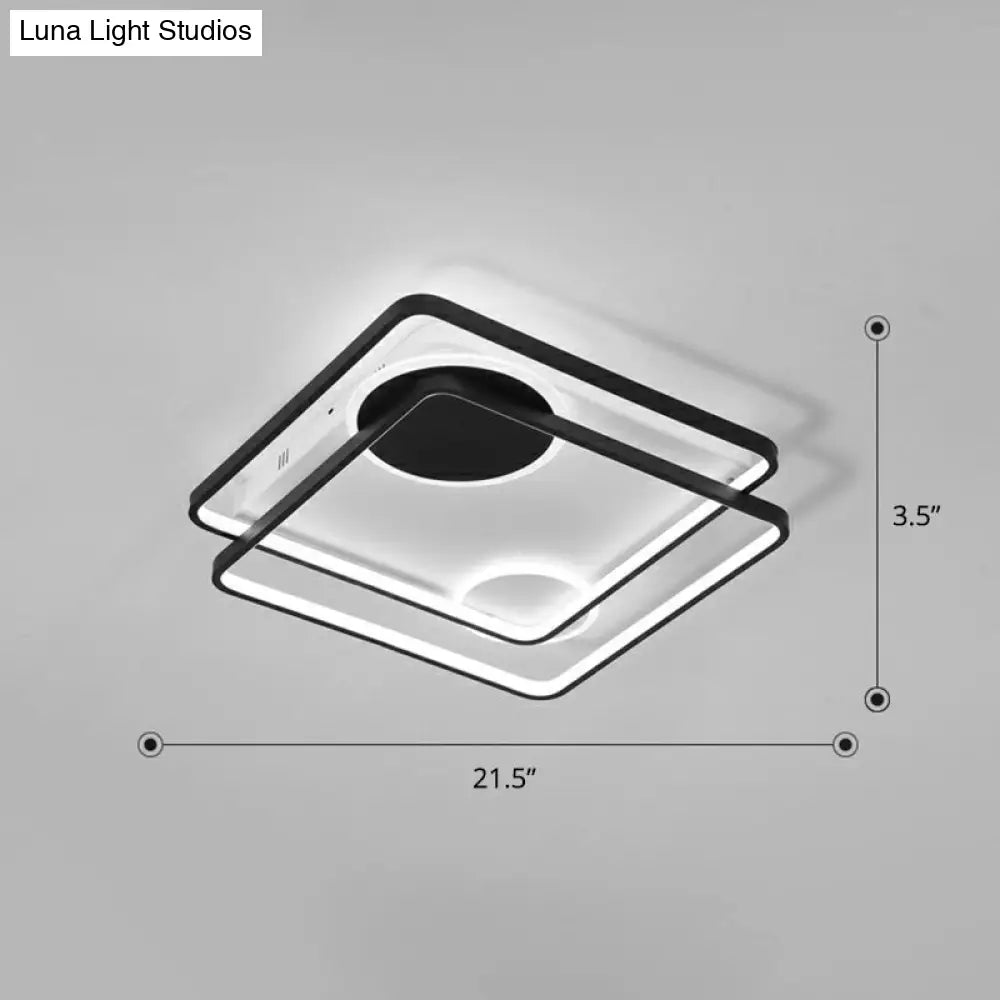 Minimalistic Black Led Acrylic Parallelogram Ceiling Light For Bedroom Semi Flush Mount / 21.5