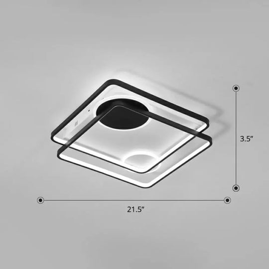 Minimalistic Black Led Acrylic Parallelogram Ceiling Light For Bedroom Semi Flush Mount / 21.5’