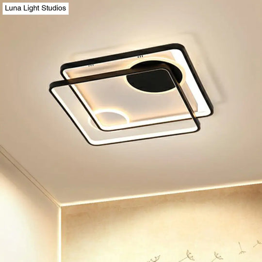 Minimalistic Black Led Acrylic Parallelogram Ceiling Light For Bedroom Semi Flush Mount