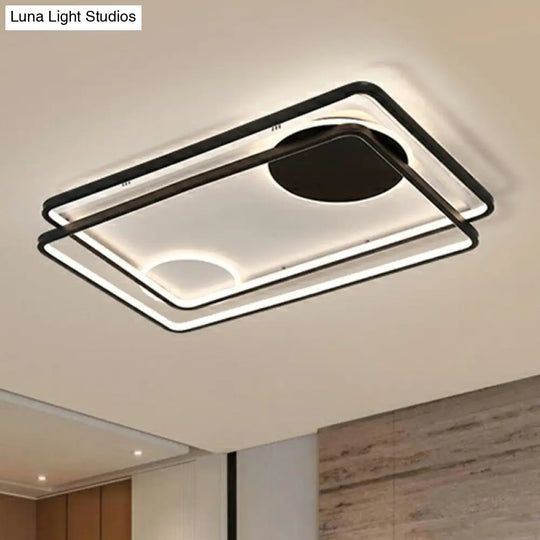 Minimalistic Black Led Acrylic Parallelogram Ceiling Light For Bedroom Semi Flush Mount