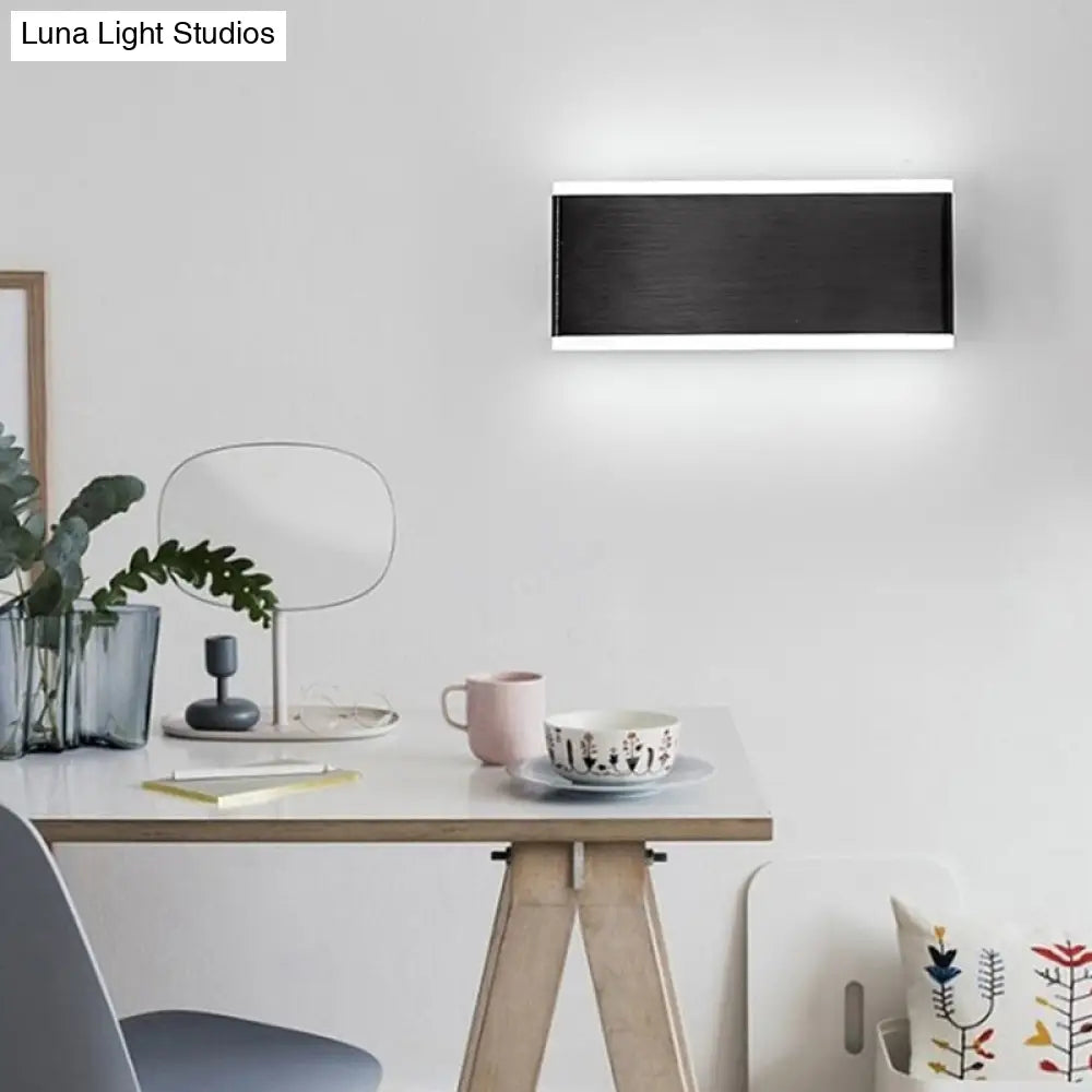 Minimalistic Black Rectangle Led Aluminum Wall Light Fixture For Dining Room - Sizes: 4.5/7 Dia