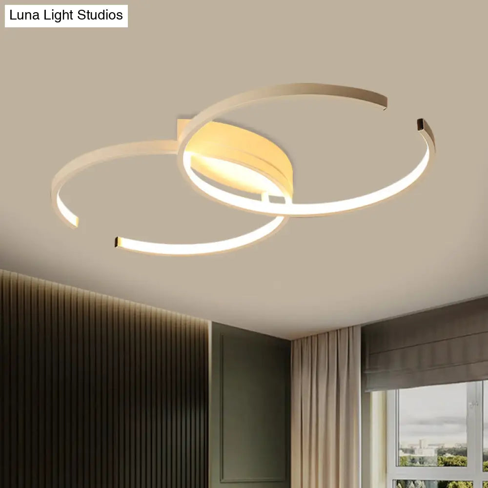 Minimalistic Black/White Acrylic Double-C Close To Ceiling Led Lamp With Warm/White Light