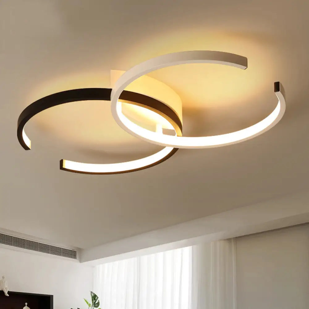 Minimalistic Black/White Acrylic Double - C Close To Ceiling Led Lamp With Warm/White Light Black /
