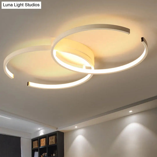 Minimalistic Black/White Acrylic Double-C Close To Ceiling Led Lamp With Warm/White Light White /