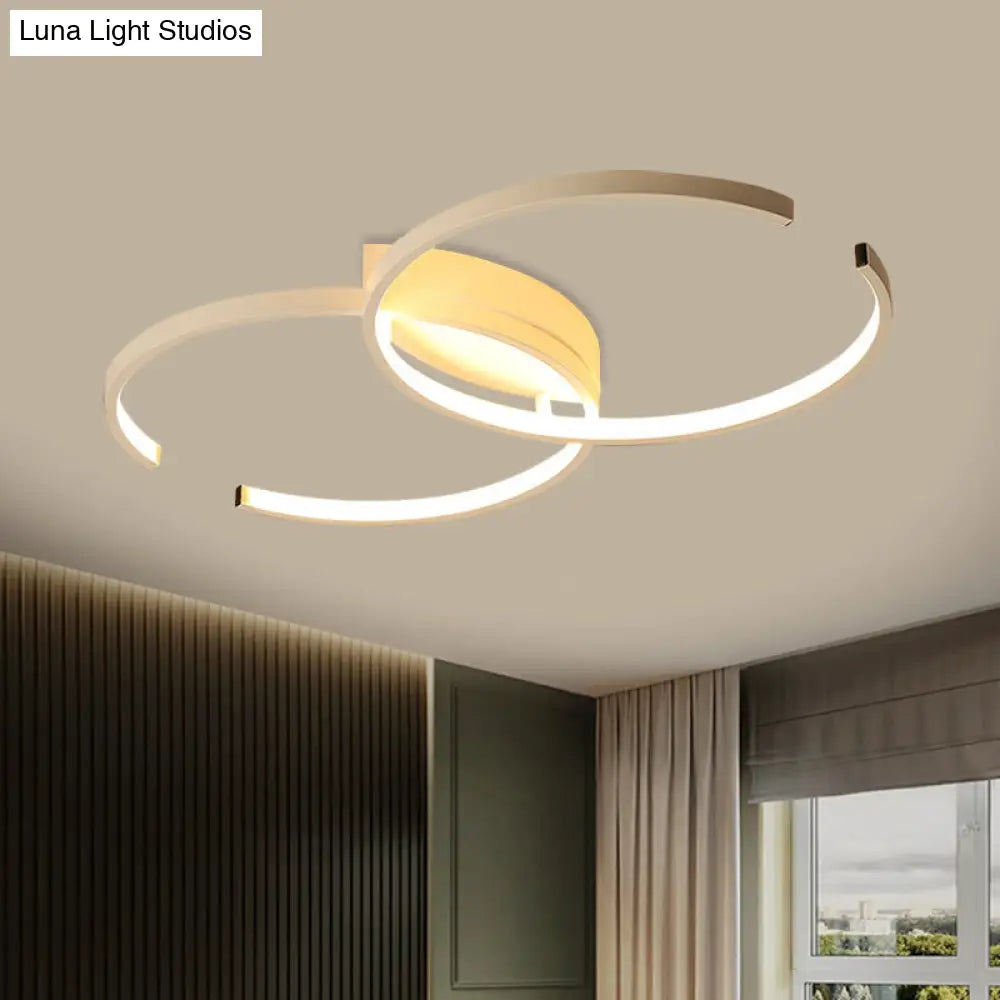 Minimalistic Black/White Acrylic Double - C Close To Ceiling Led Lamp With Warm/White Light