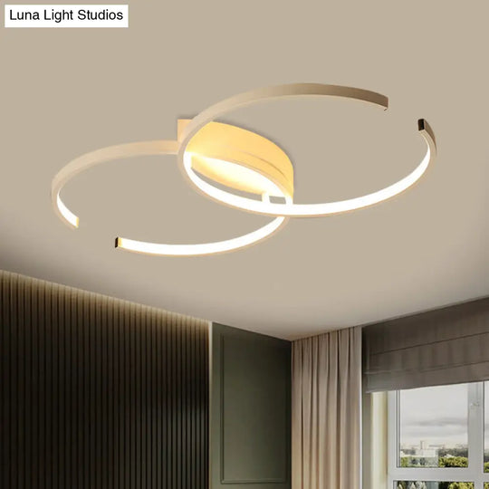 Minimalistic Black/White Acrylic Double - C Close To Ceiling Led Lamp With Warm/White Light