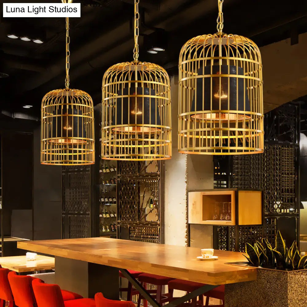 Minimalistic Black/White Bird Cage Ceiling Light Pendant With Inner Cone Shade Sizes: 12/16/19.5