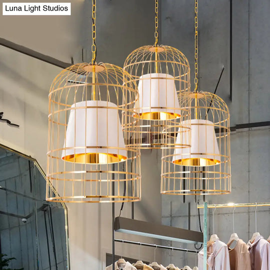 Minimalistic Black/White Bird Cage Ceiling Light Pendant With Inner Cone Shade Sizes: 12/16/19.5