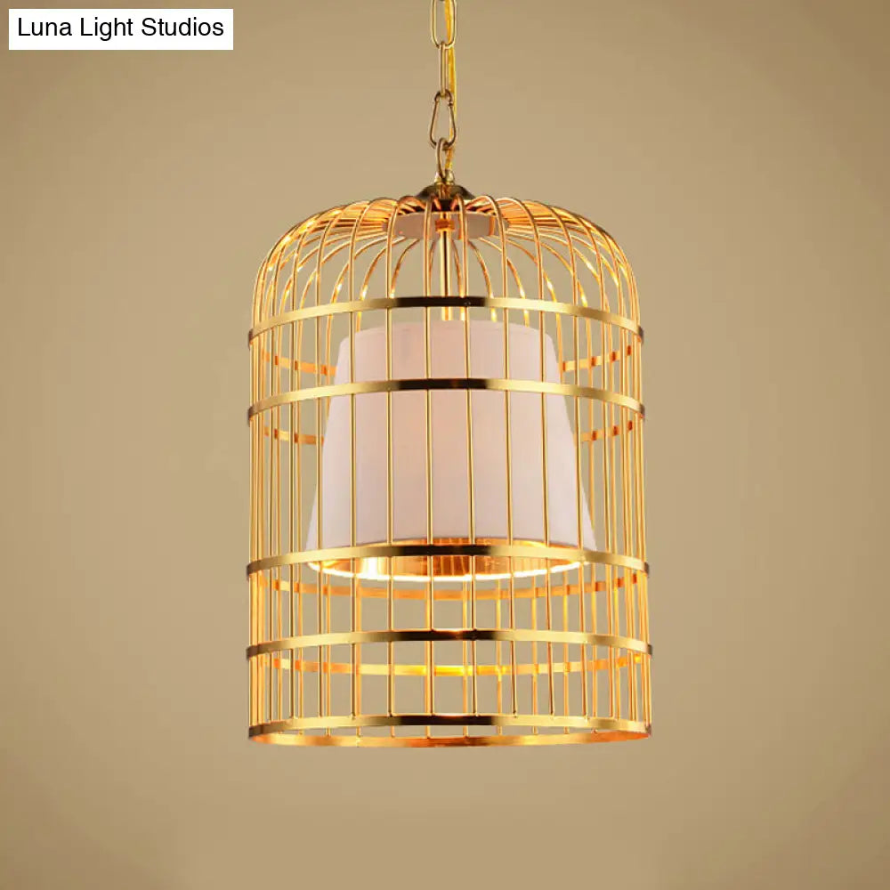 Minimalistic Black/White Bird Cage Ceiling Light Pendant With Inner Cone Shade Sizes: 12/16/19.5