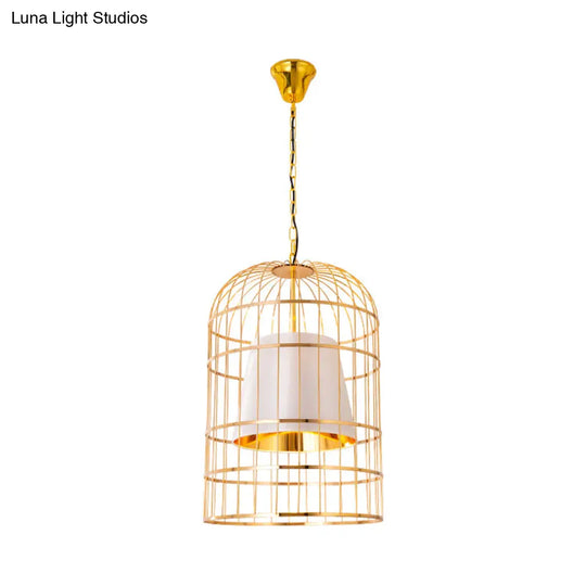 Minimalistic Black/White Bird Cage Ceiling Light Pendant With Inner Cone Shade Sizes: 12/16/19.5