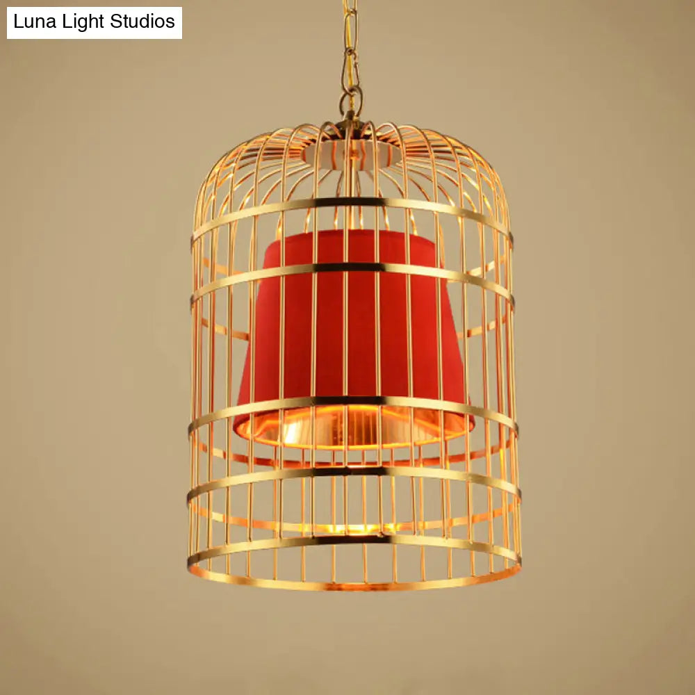 Minimalistic Black/White Bird Cage Ceiling Light Pendant With Inner Cone Shade Sizes: 12/16/19.5