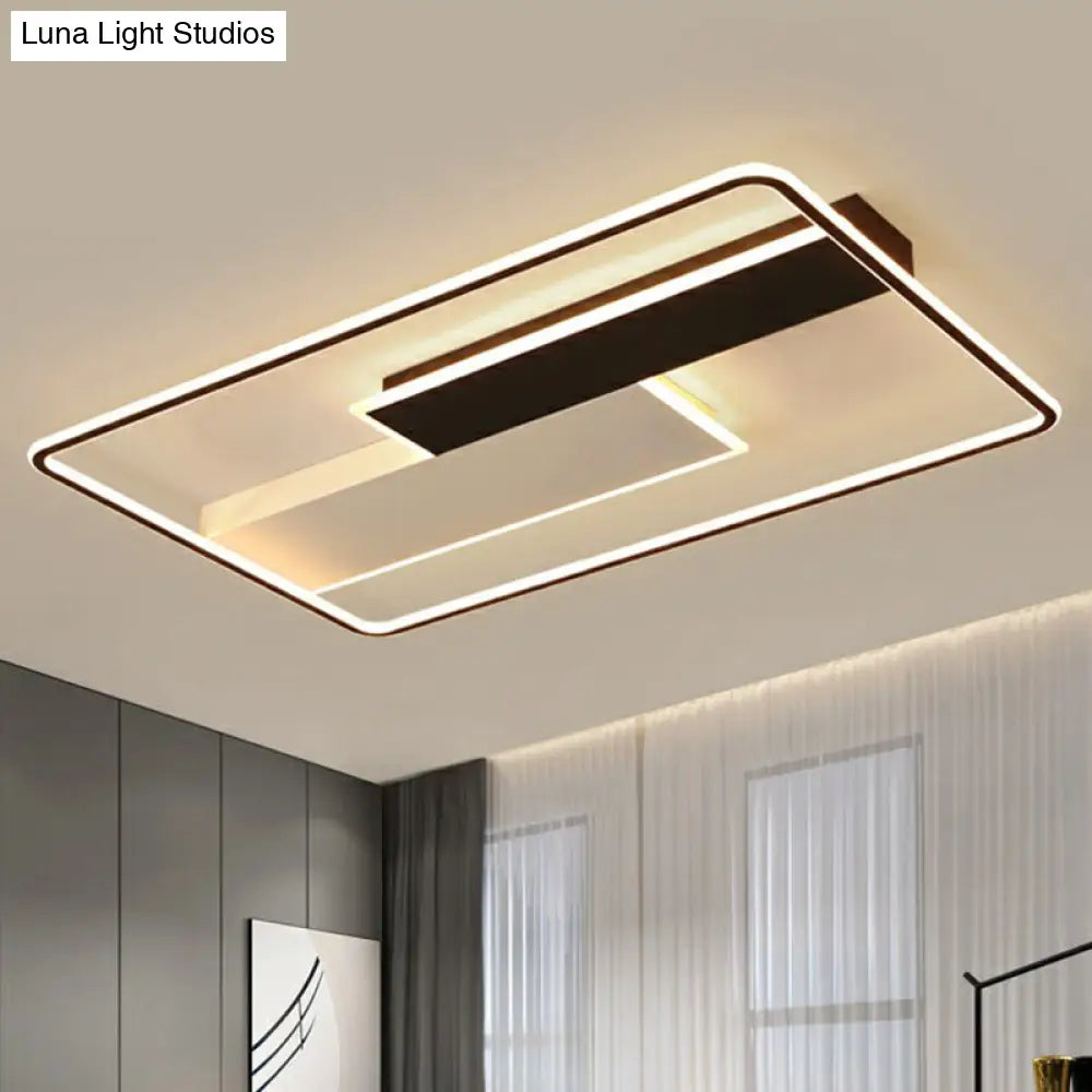 Minimalistic Black - White Metal Flushmount Led Ceiling Light