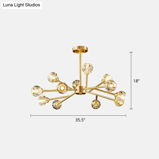 Minimalist Crystal Ball Chandelier Light - Brass Finish For Living Room 12 /