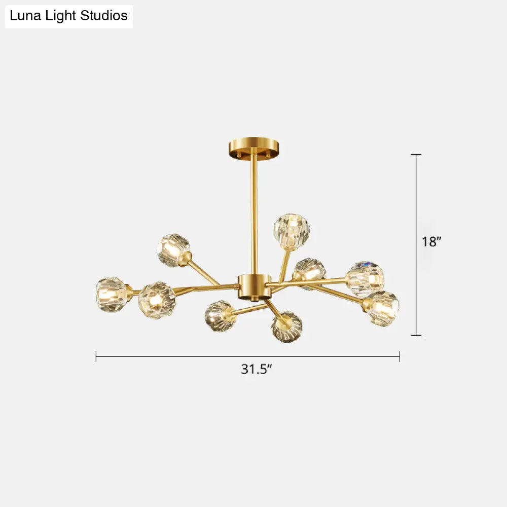 Minimalist Crystal Ball Chandelier Light - Brass Finish For Living Room 9 /