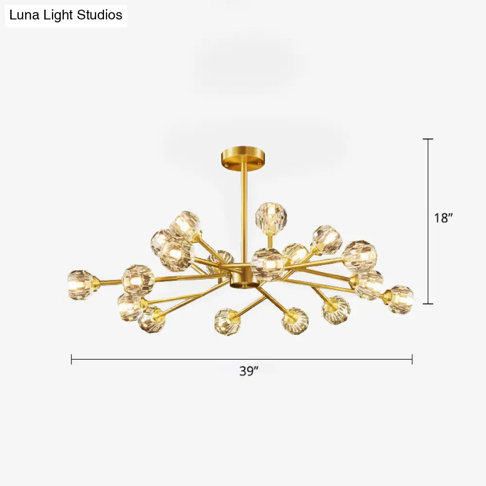 Minimalist Crystal Ball Chandelier Light - Brass Finish For Living Room 18 /