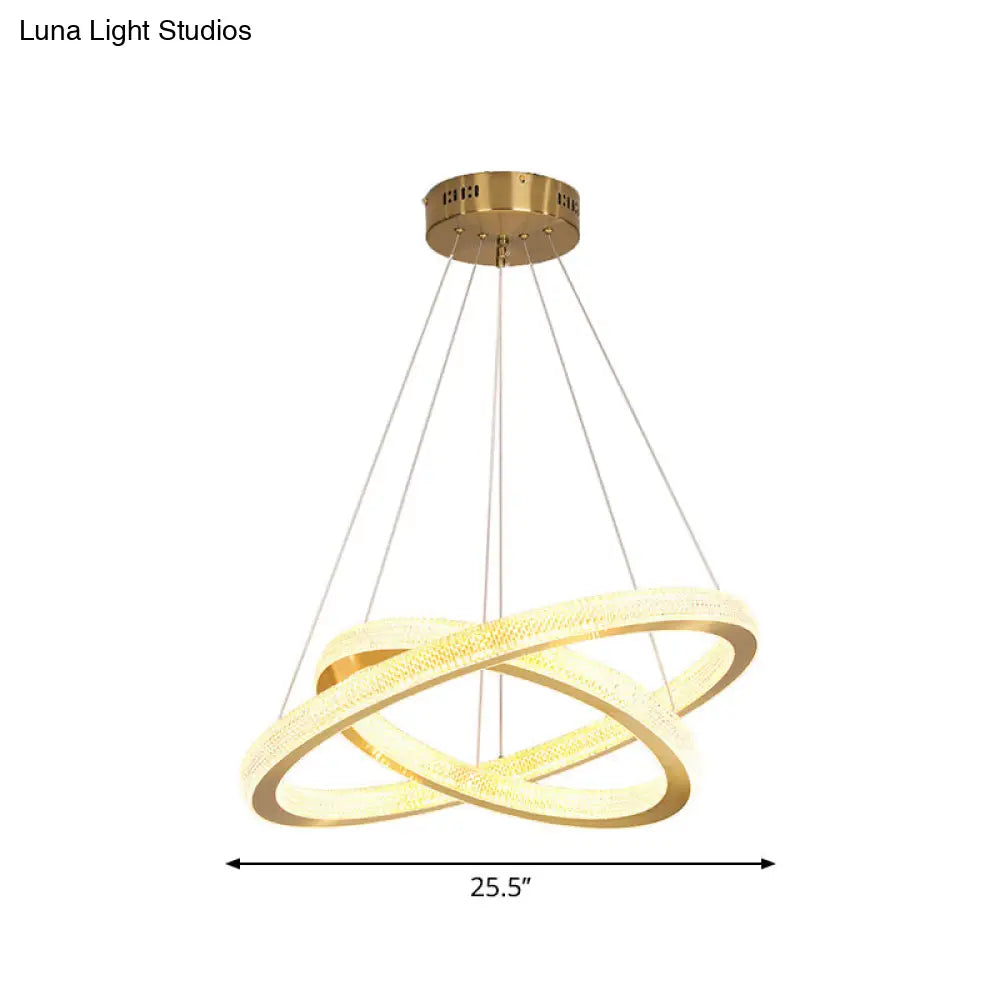 Minimalistic Led Chandelier: Circle Acrylic Suspension Pendant Light - 1/3/4 Tiers Brass Fixture