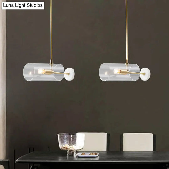 Minimalistic Brass Pendant Light With Translucent Glass Shade For Dining Table