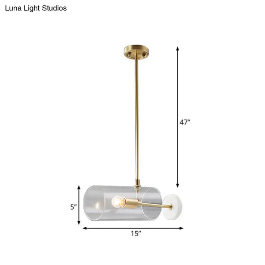 Minimalist Brass Hanging Light With Translucent Glass Shade - Single Dining Table Suspension Pendant