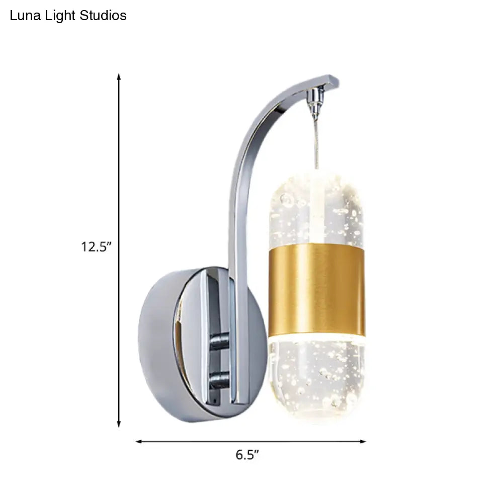 Minimalistic Bubble Crystal Led Chrome Wall Mounted Lamp - Capsule Restaurant Light Sconce