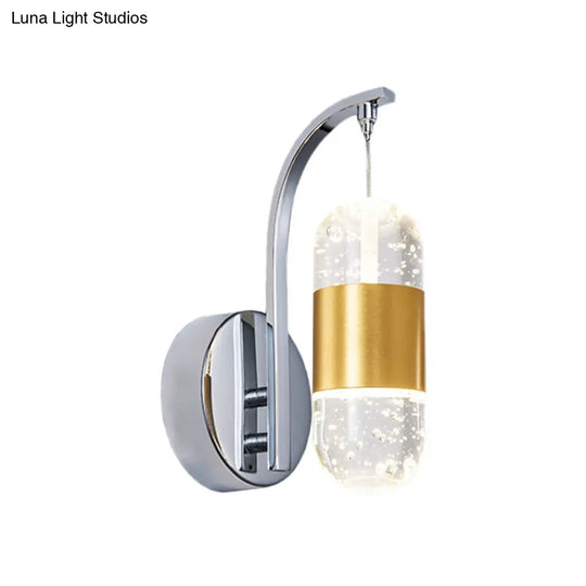 Minimalistic Bubble Crystal Led Chrome Wall Mounted Lamp - Capsule Restaurant Light Sconce