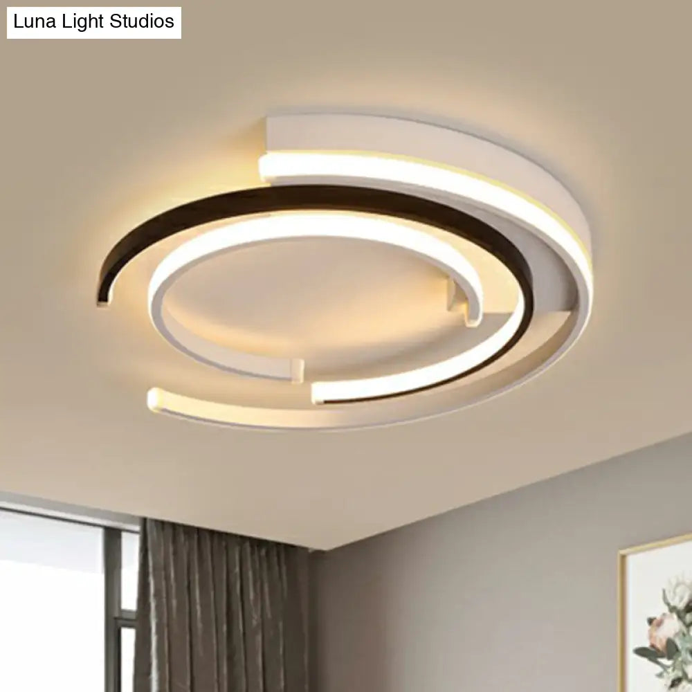 Minimalistic C-Shaped Flush Mount Ceiling Light In Black And White For Bedrooms