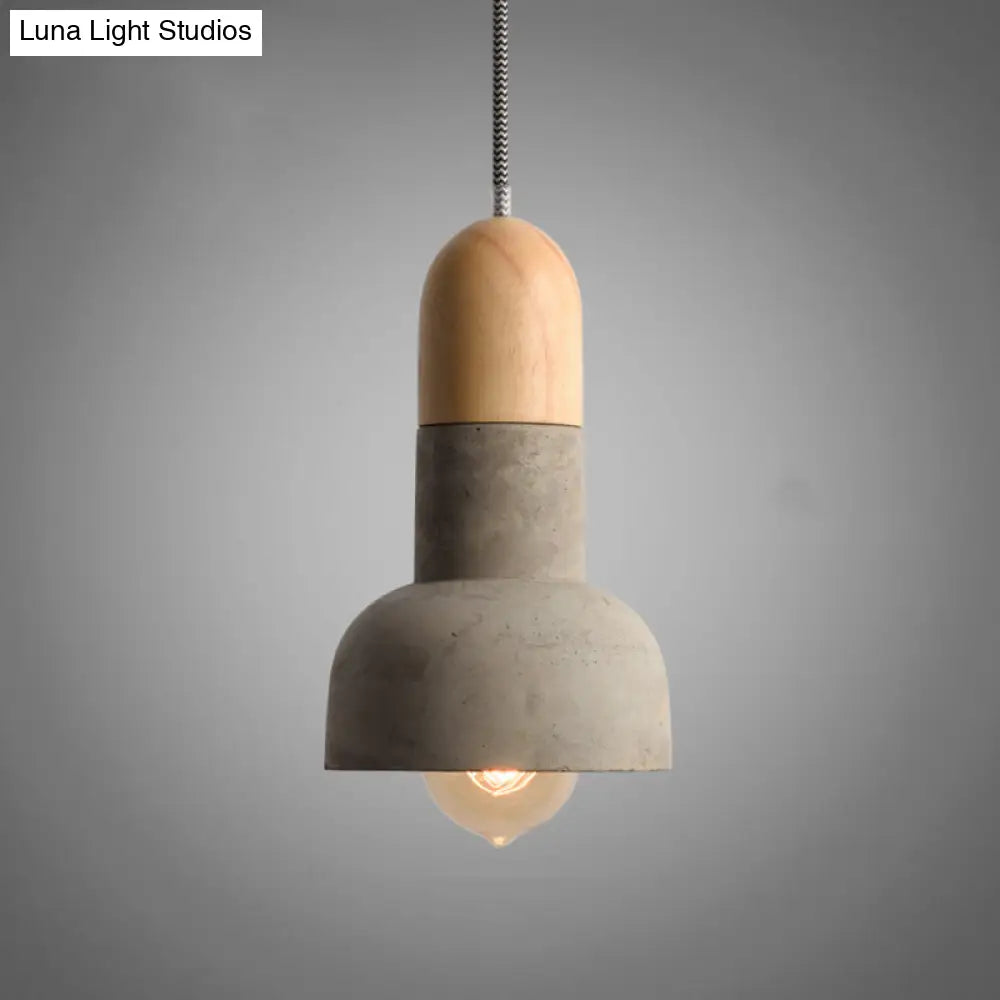 Minimalistic Cement Hanging Pendant Light With Flashlight Shape: Dining Room Ceiling (1 Bulb)