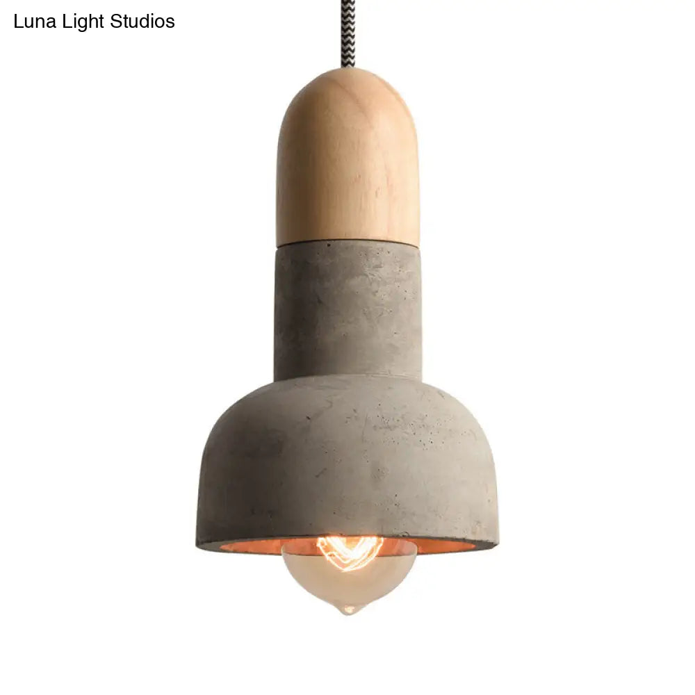 Cement Pendant Light - Minimalistic Flashlight Design 1 Bulb Ceiling Hanging Fixture For Dining Room