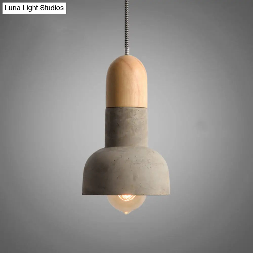 Cement Pendant Light - Minimalistic Flashlight Design 1 Bulb Ceiling Hanging Fixture For Dining Room