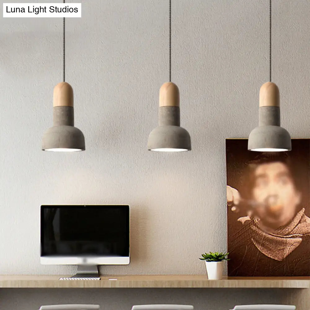 Cement Pendant Light - Minimalistic Flashlight Design 1 Bulb Ceiling Hanging Fixture For Dining Room