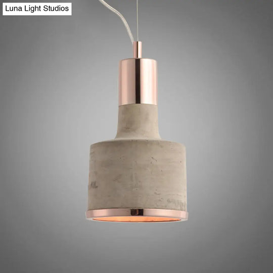 Cement Pendant Light - Minimalistic Flashlight Design 1 Bulb Ceiling Hanging Fixture For Dining Room