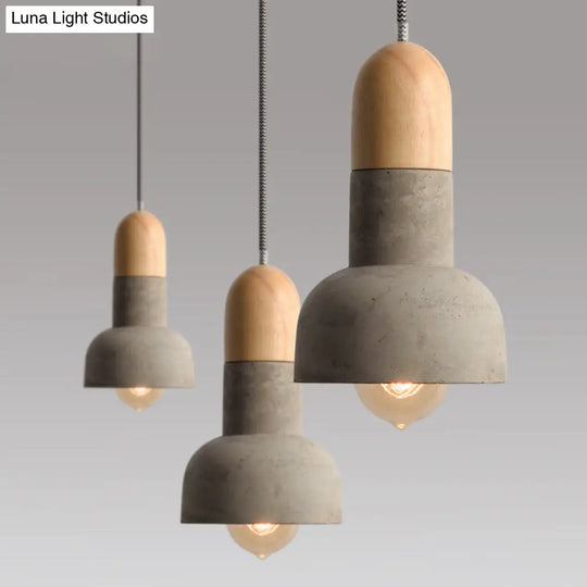 Cement Pendant Light - Minimalistic Flashlight Design 1 Bulb Ceiling Hanging Fixture For Dining Room