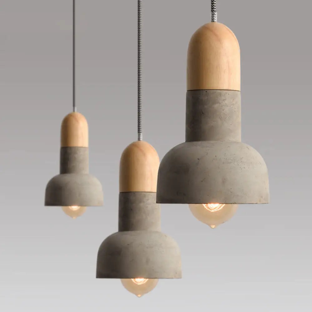 Minimalistic Cement Hanging Pendant Light With Flashlight Shape: Dining Room Ceiling (1 Bulb) Wood