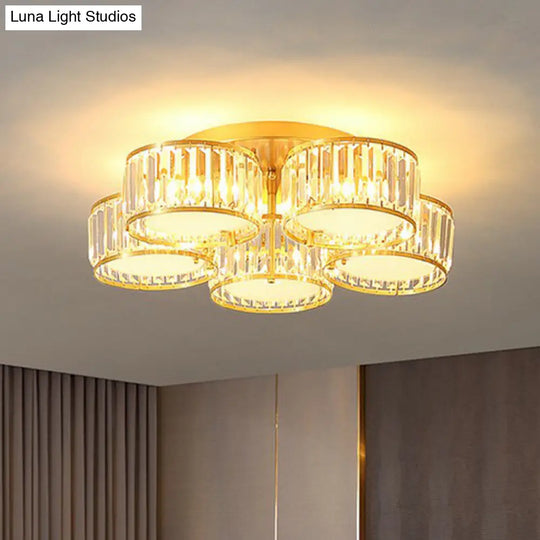 Minimalistic Clear Crystal Flower Flush Mount Ceiling Light For Bedroom / 26