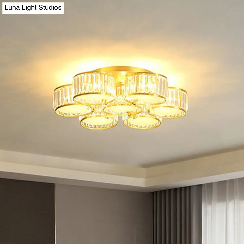 Minimalistic Clear Crystal Flower Flush Mount Ceiling Light For Bedroom / 32