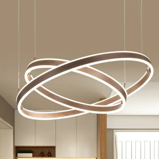 Minimalistic Coffee Acrylic Led Pendant Lighting For Living Room / 2 Tiers Warm