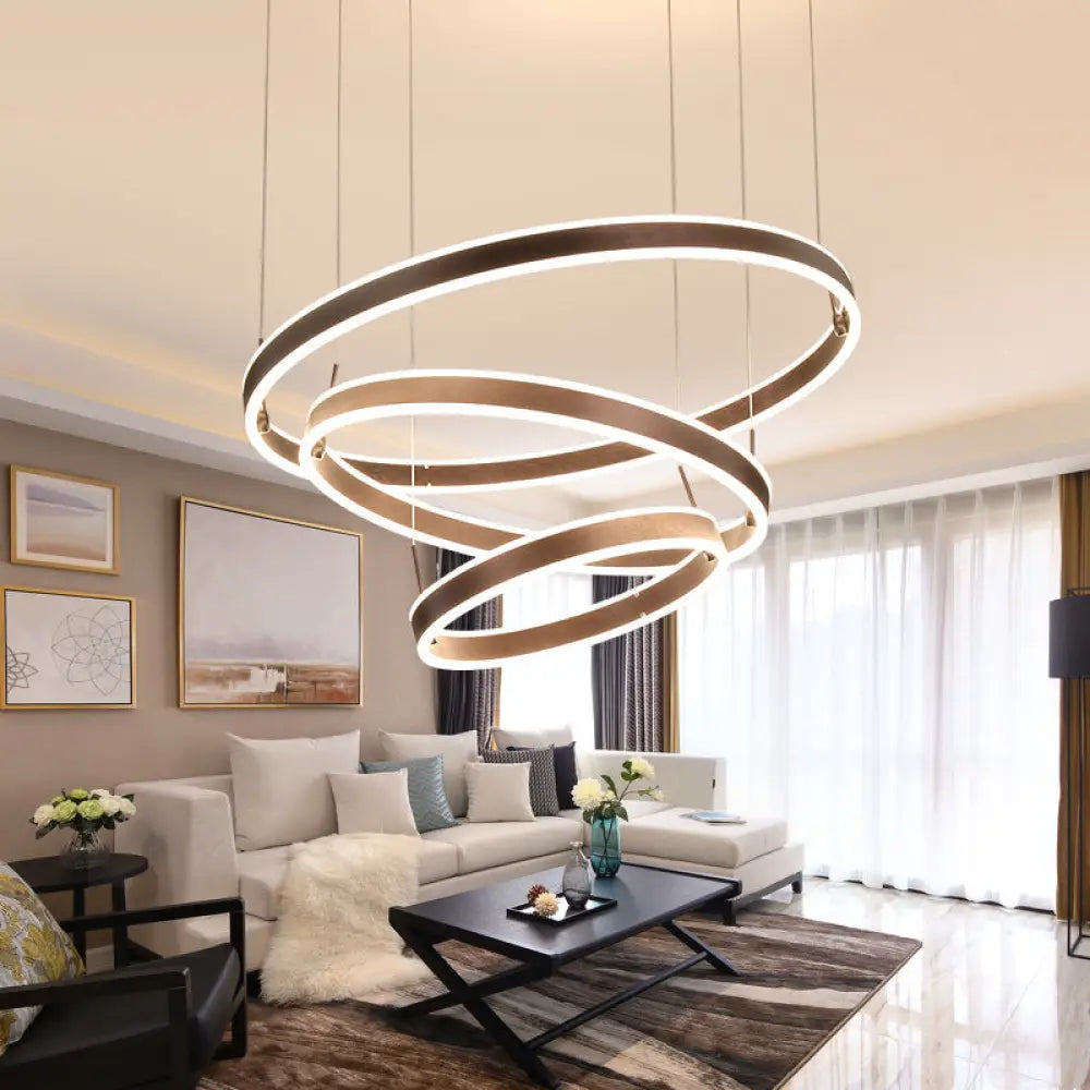 Minimalistic Coffee Acrylic Led Pendant Lighting For Living Room / 3 Tiers Warm