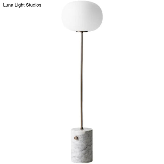 Minimalistic Cream Glass Floor Lamp With Marble Base - Single-Bulb Stand-Up Lighting