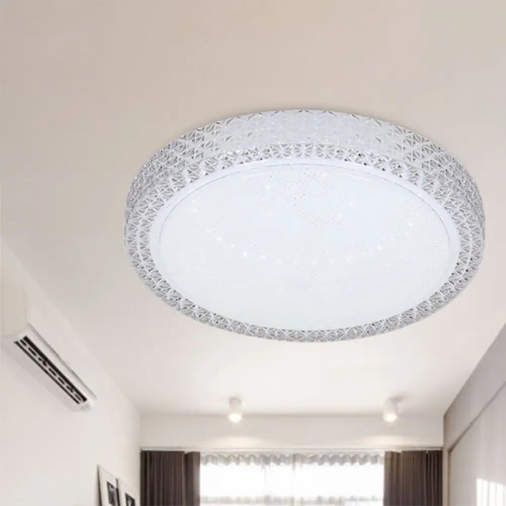 Minimalistic Crystal Bedroom Led Ceiling Light Fixture In White