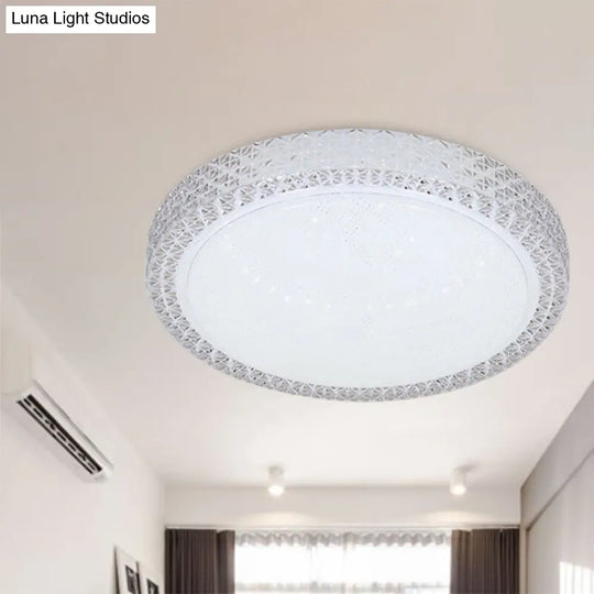 Minimalistic Crystal Bedroom Led Ceiling Light Fixture In White