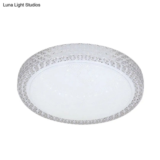 Minimalistic Crystal Bedroom Led Ceiling Light Fixture In White
