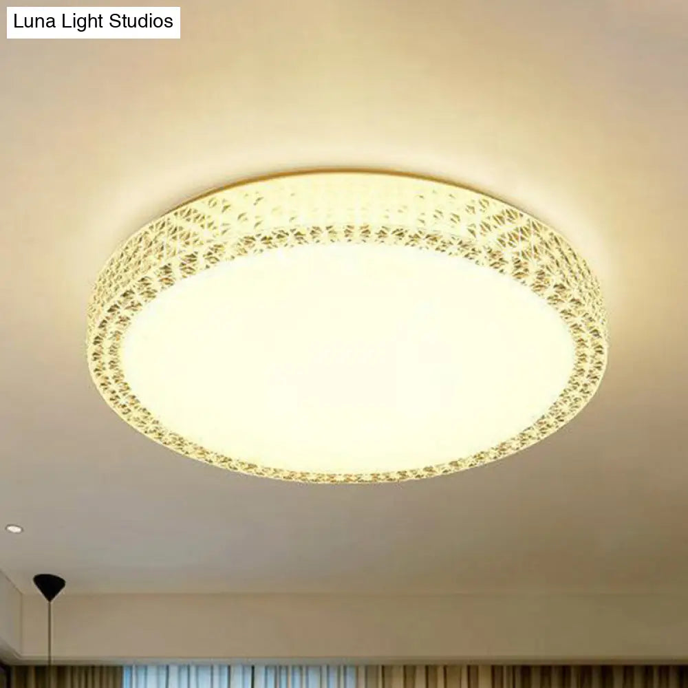 Minimalistic Crystal Bedroom Led Ceiling Light Fixture In White