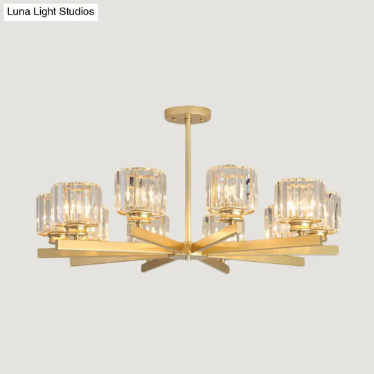 Minimalistic Cylindrical Crystal Ceiling Lamp: Elegant Lighting For Living Room 10 / Gold