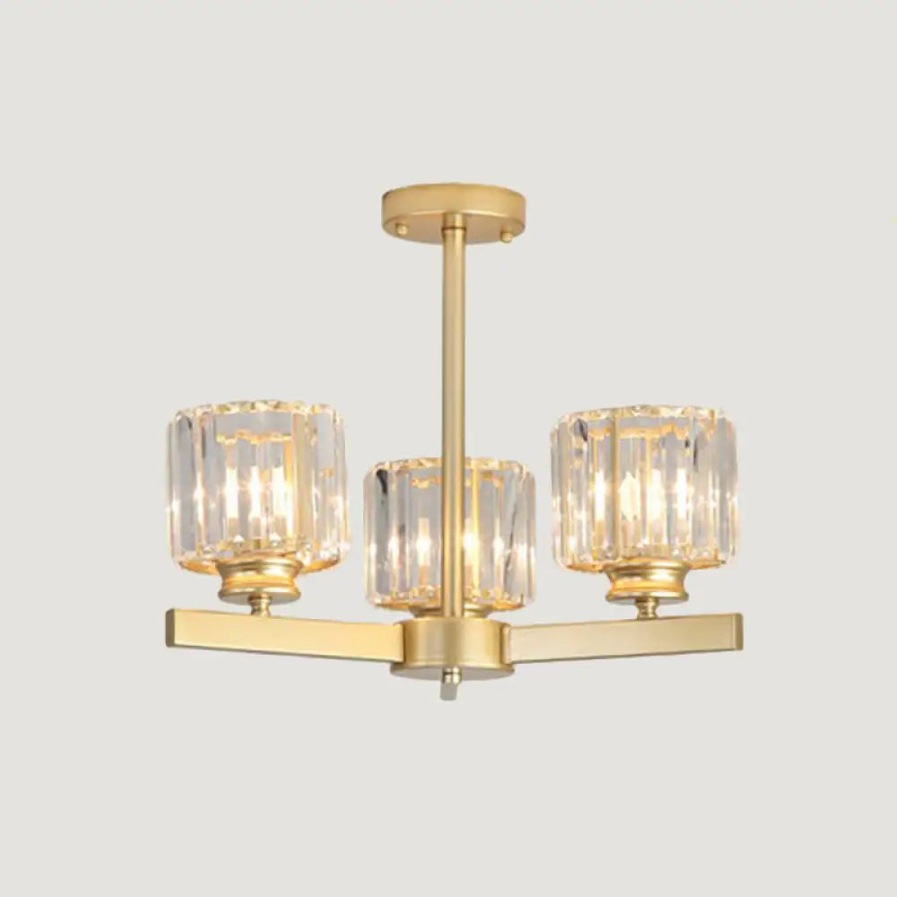 Minimalistic Crystal Ceiling Lamp For Living Room 3 / Gold