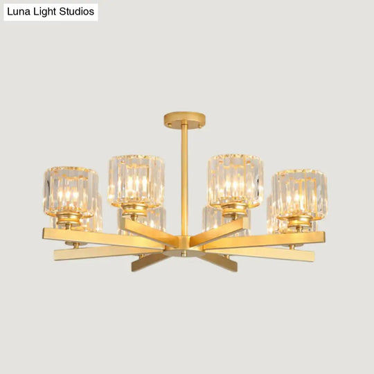 Minimalistic Cylindrical Crystal Ceiling Lamp: Elegant Lighting For Living Room 8 / Gold